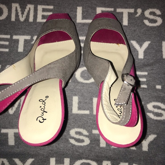 Qupid Pink Gray Heels - Picture 7 of 8